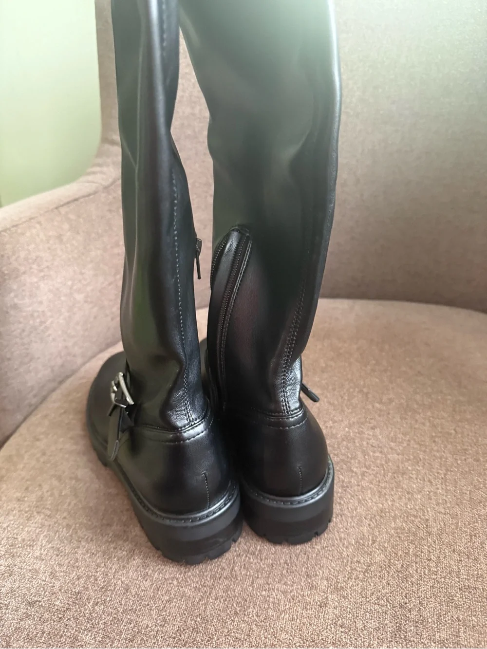 Nine West Black Over-The-Knee Buckle Leather Boots for Men
